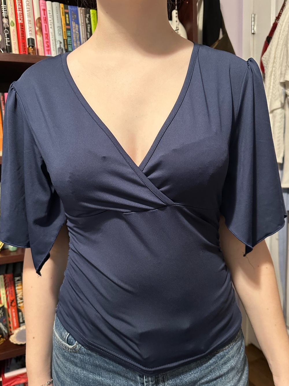 Women’s Navy V-Neck Wrap Top